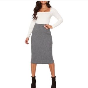 NWT House of Harlow 1960 sweater knit skirt cozy gray